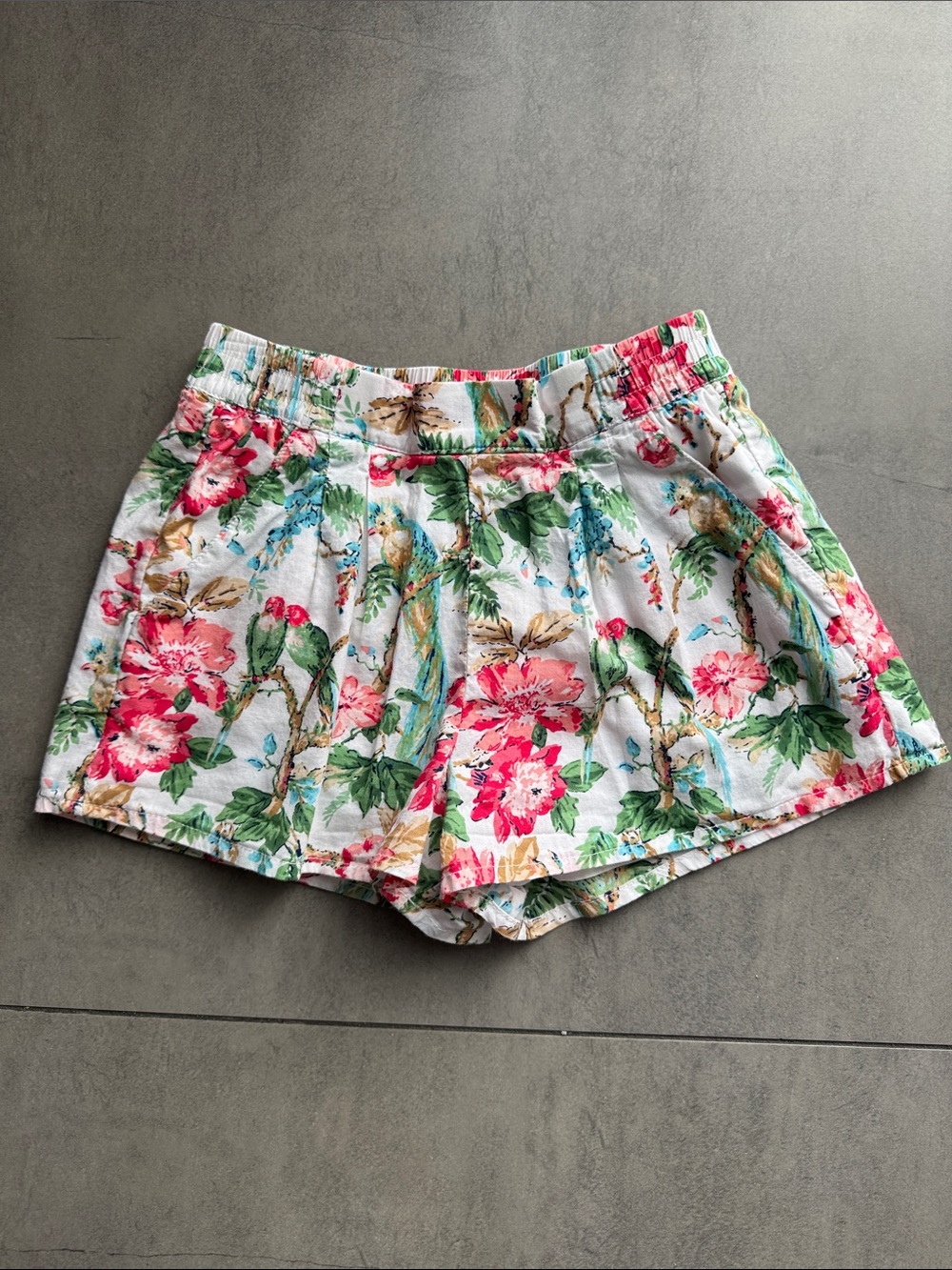 Janie and Jack Floral Print Shorts - White, Pink & Green,2T